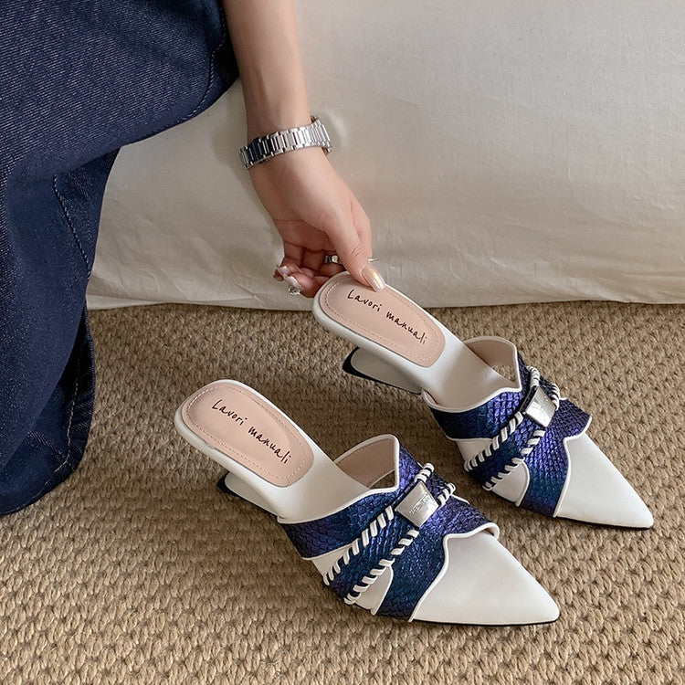 Karin Luna Fish Skin Series~Minimalist Pointed Toe Hot-Selling Unique Heel Slippers