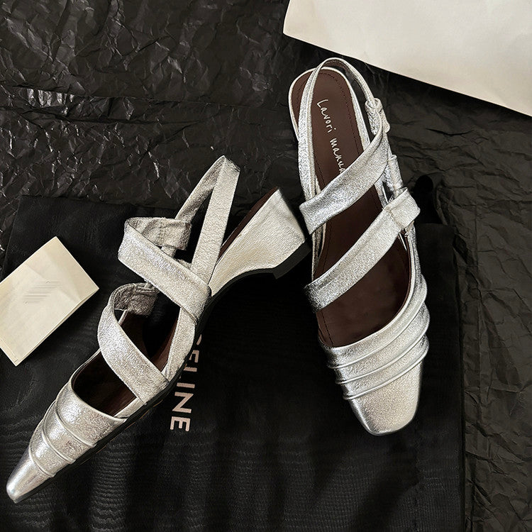 Karin Luna In Stock In Stock Minimalist Soft Upper Small Square Toe Chunky Heel Sandals
