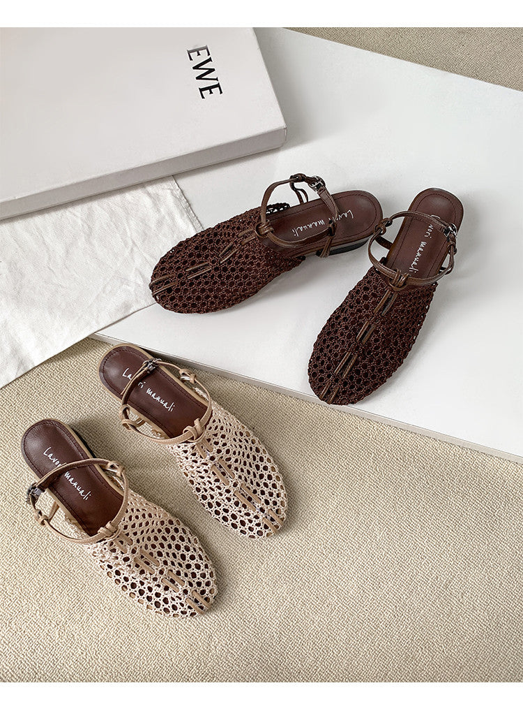 Karin Luna In Stock Spot Goods  Resort Style Series~Casual woven closed-toe flat sandals
