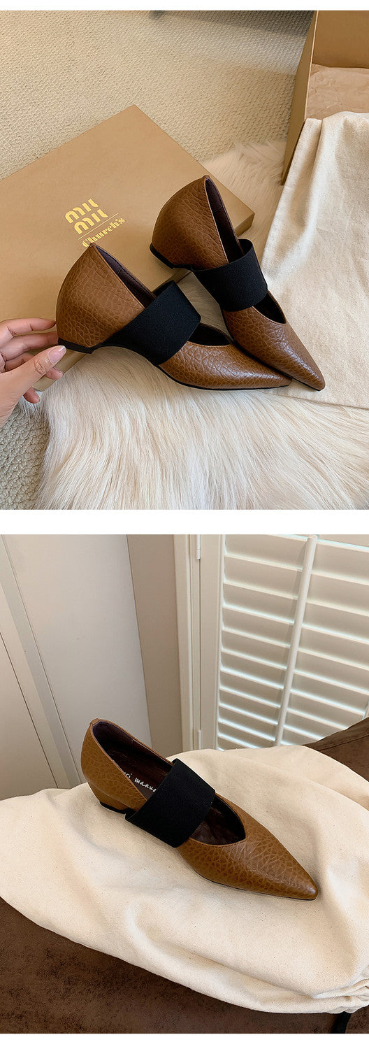 Karin Luna  Popular Pointed Toe Hidden Heel Strap Single Shoes