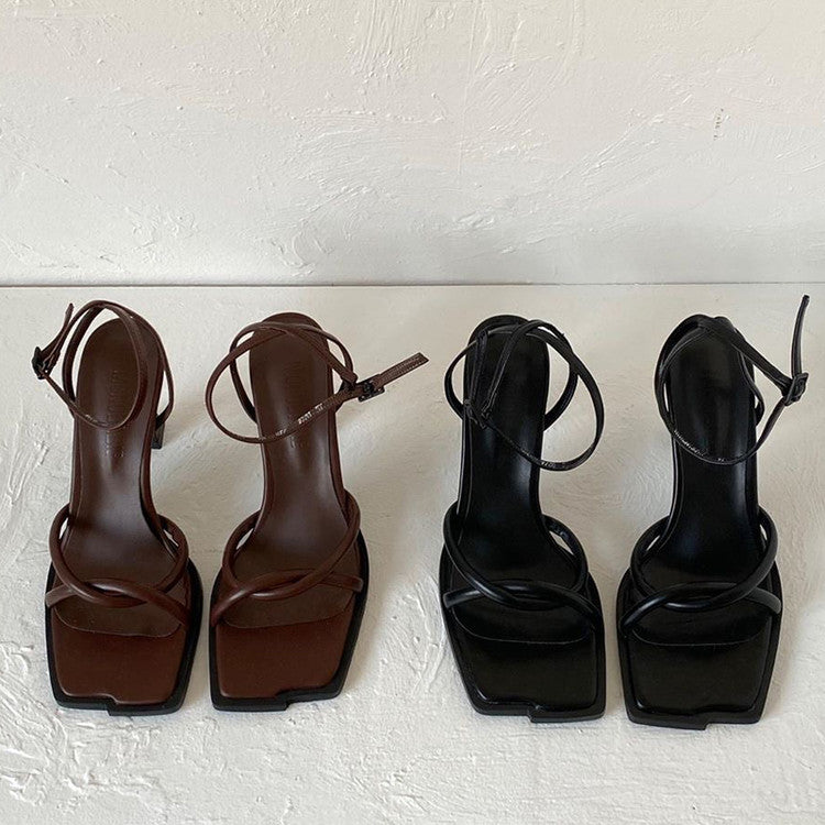 Karin Luna Classic Style  In stock  Basic Versatile Cross Strap High Heel Sandals