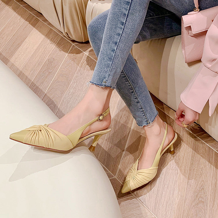Karin Luna In Stock In Stock  Exquisite Pointed Toe Backless Closed-Toe Stiletto Sandals