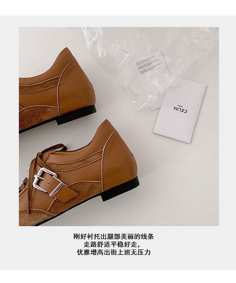 Karin Luna In Stock Spot Goods  Designed retro square-toe ballet shoes with laces
