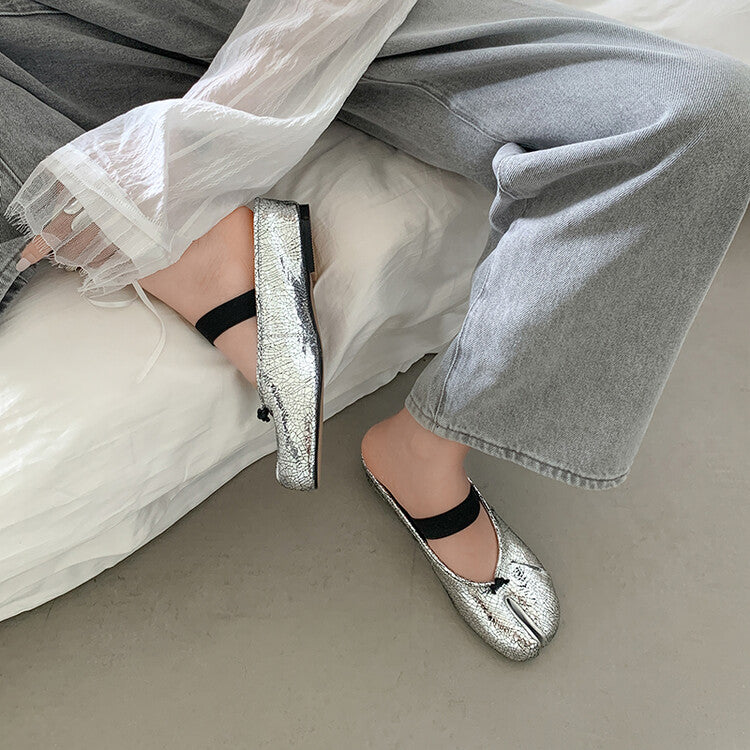 Karin Luna Classic Split-Toe Shoes  Explosive Pattern One-Strap Mary Jane Height-Increasing Full Leather Closed-Toe Slippers
