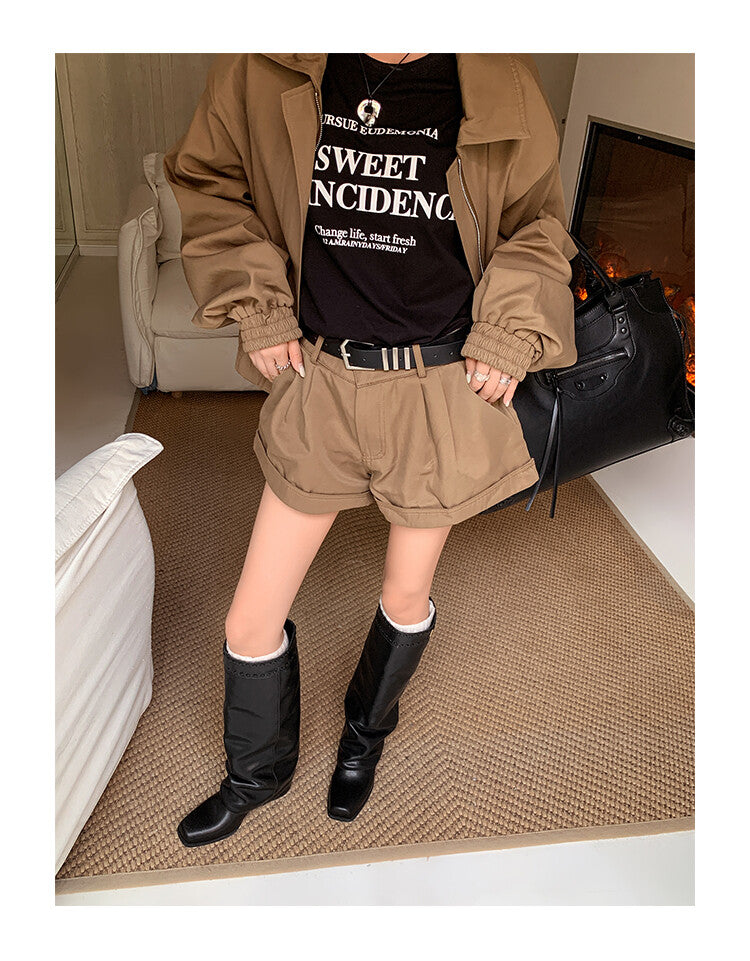 Karin Luna cool girl Stylish and Sweet Square-Toe Booties