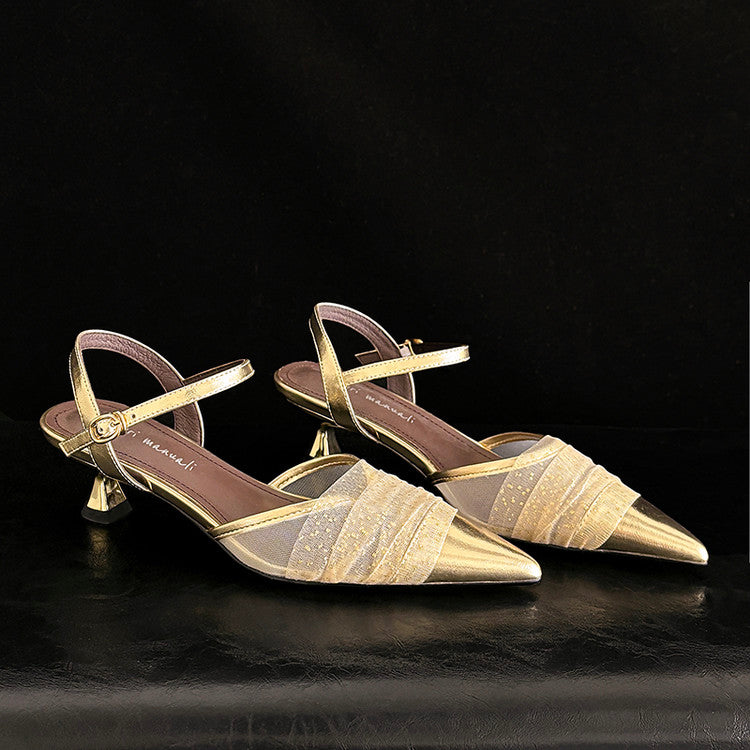 Karin Luna In Stock Spot Goods  Elegant Mesh Pointed Toe Sandals