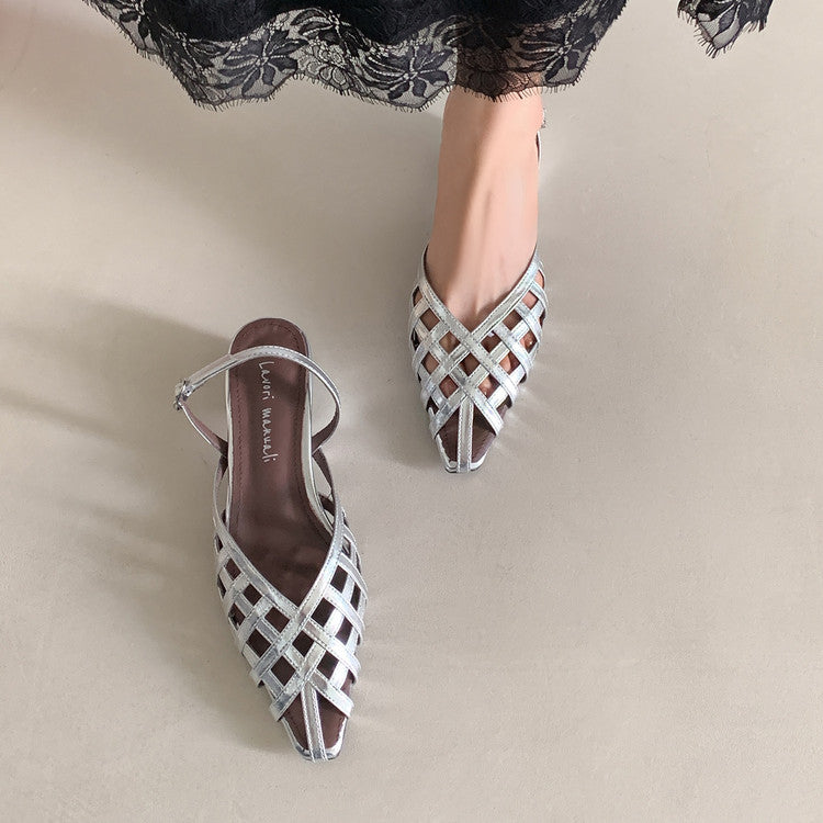 Karin Luna Braided Style ~Cross-woven Pointed Toe Closed-toe Sandals