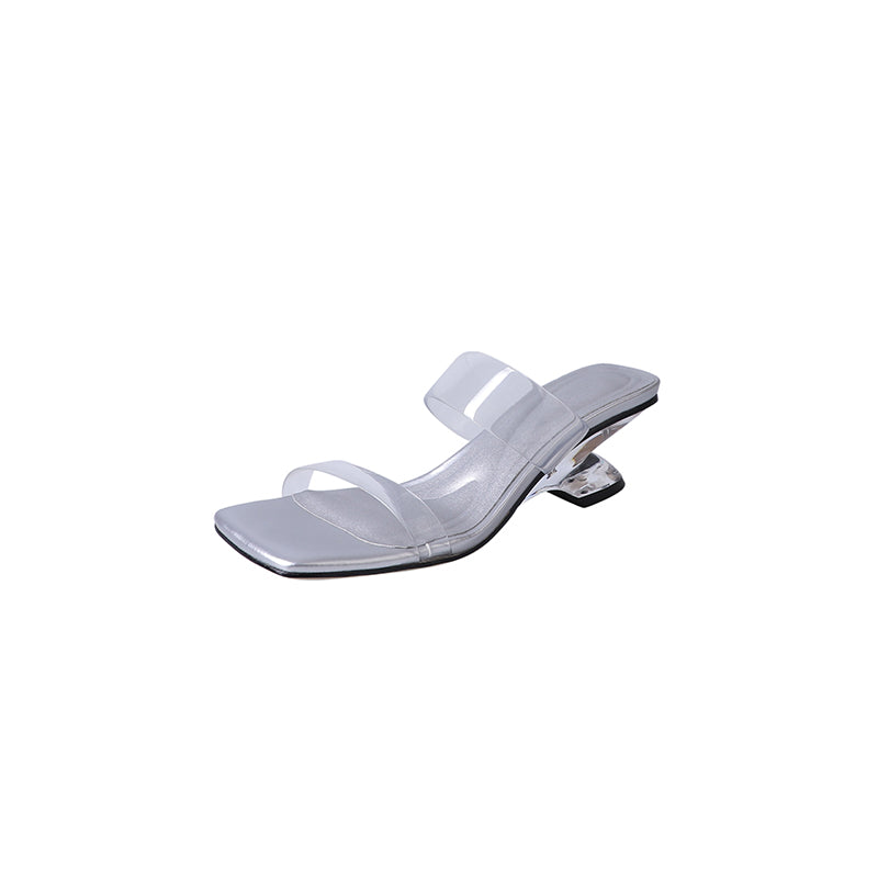 Karin Luna In Stock Spot Goods Transparent Sequin Irregular Heel Strap Sandals
