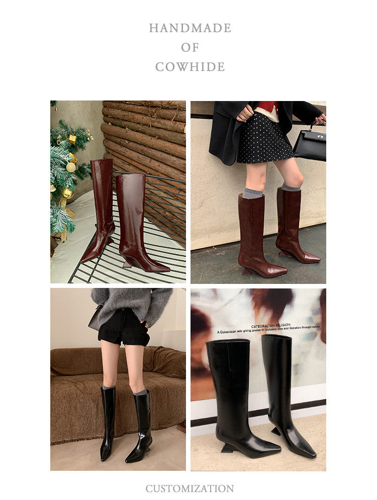 Karin Luna European and American Style Unisex Square-Toed Long Boots