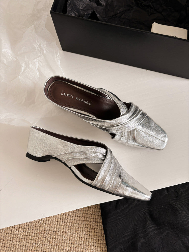 Karin Luna In Stock In Stock Basic Elegant Fairy Style Small Square Toe Sheepskin Slippers