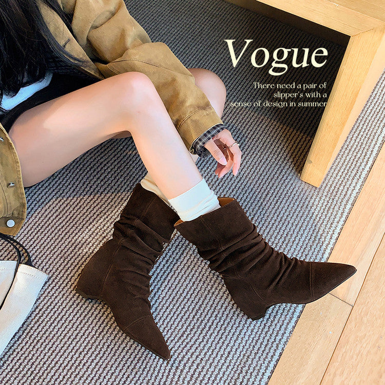 Karin Luna Data Hot Item Pointed Toe Slouchy Matte Western Ankle Boots
