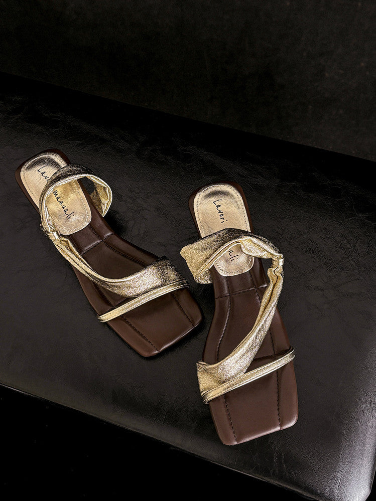 Karin Luna In Stock Spot Goods Minimalist Style Square-Toed Irregular Heel Slippers