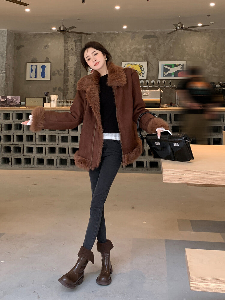 Karin Luna Classic Basic Style   Convertible Foldable Hidden Buckle Snow Fur Shoes Full cowhide Basic Flat Short Boots