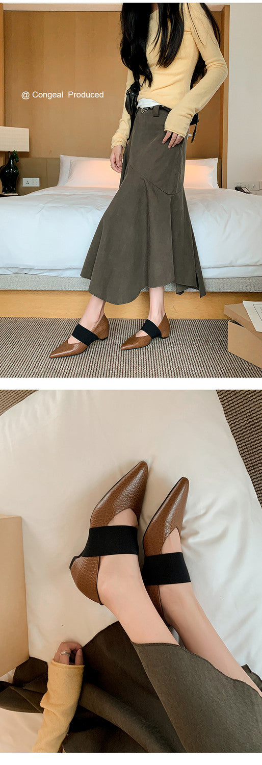 Karin Luna  Popular Pointed Toe Hidden Heel Strap Single Shoes