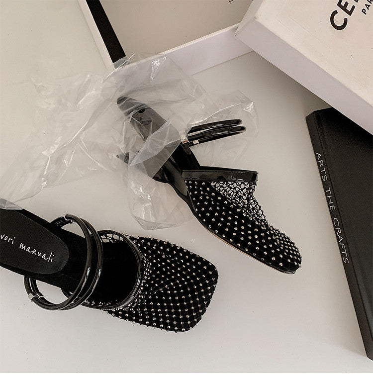 Karin Luna In Stock In Stock  Elegant Breathable Mesh Toe-Shaped Heel Sandals