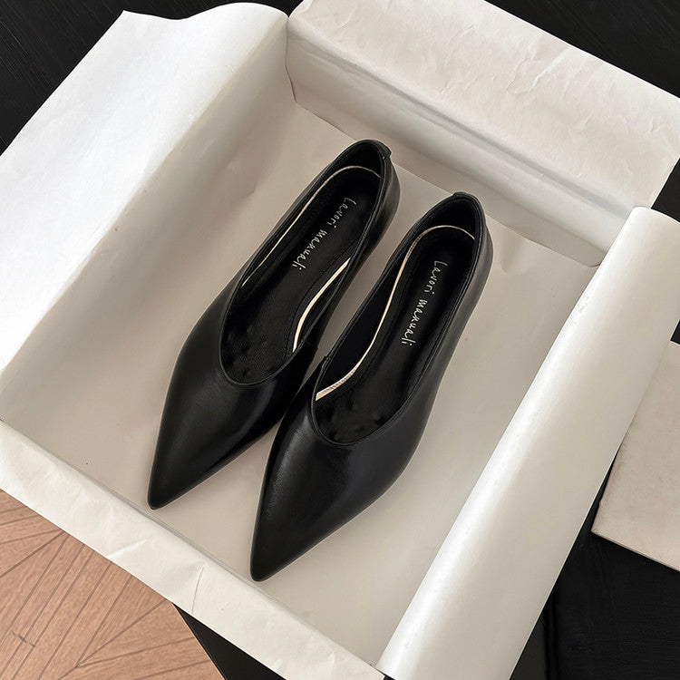 Karin Luna In Stock Spot Goods Classic three-color pointed toe metal heel shoes