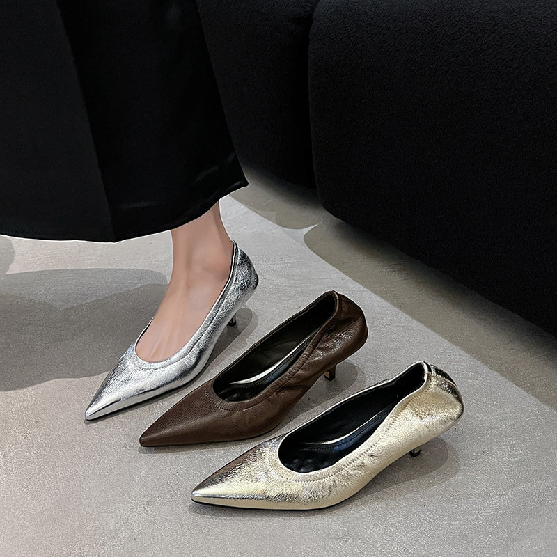 Karin Luna In Stock Spot Goods    Vintage Classic Style Shallow Mouth Single Shoes