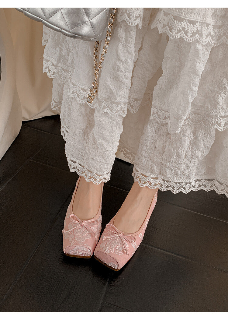 Karin Luna In Stock  In stock  Vintage Chinese Style Embroidered Rose~ Butterfly Knot Granny Shoes