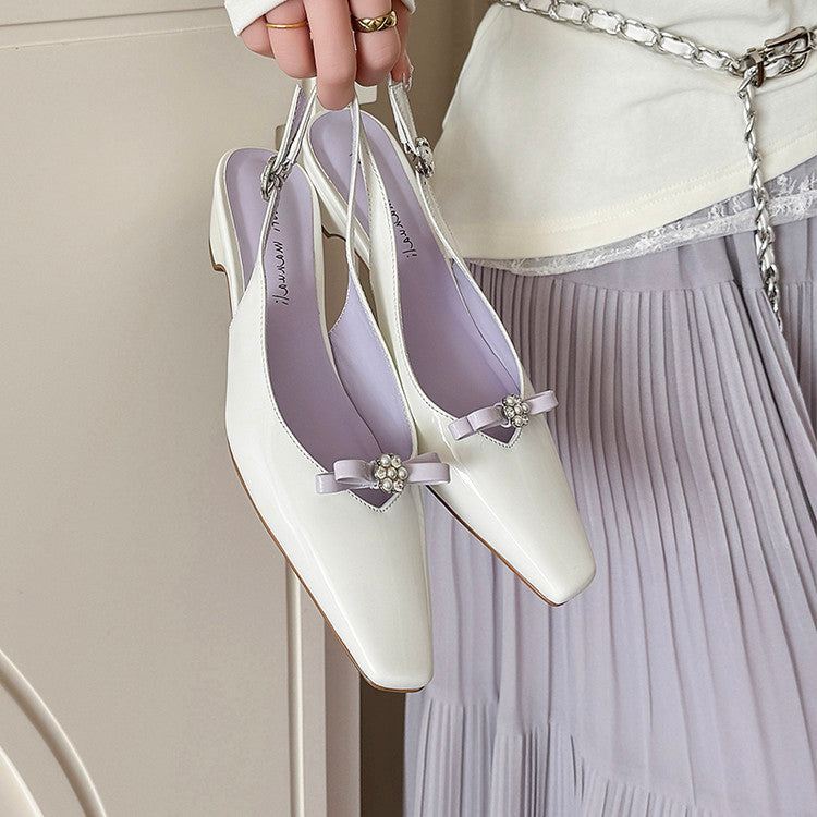 Karin Luna In Stock In Stock Sweet Bowknot Small Square Toe Chunky Heel Closed-toe Elegant Retro Sandals