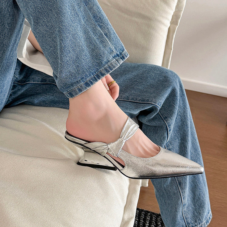 Karin Luna In Stock Spot Goods  Pointed Toe Irregular Heel Elegant Retro Strap Slippers