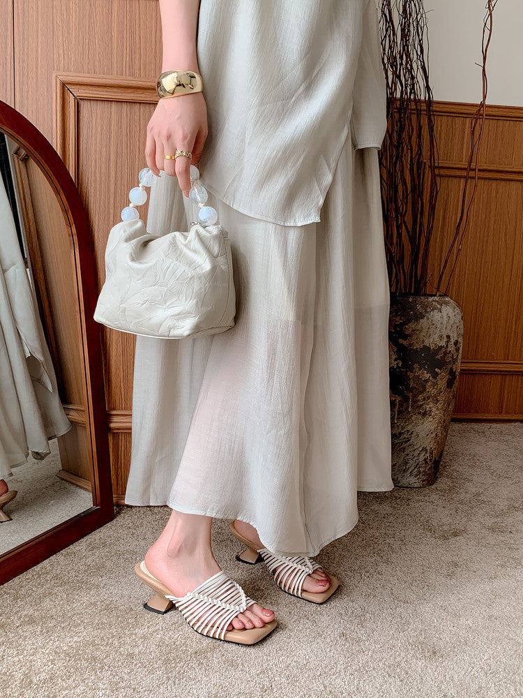 Karin Luna Bestseller Woven Vacation Style Series~ Elegant High Heel Slippers