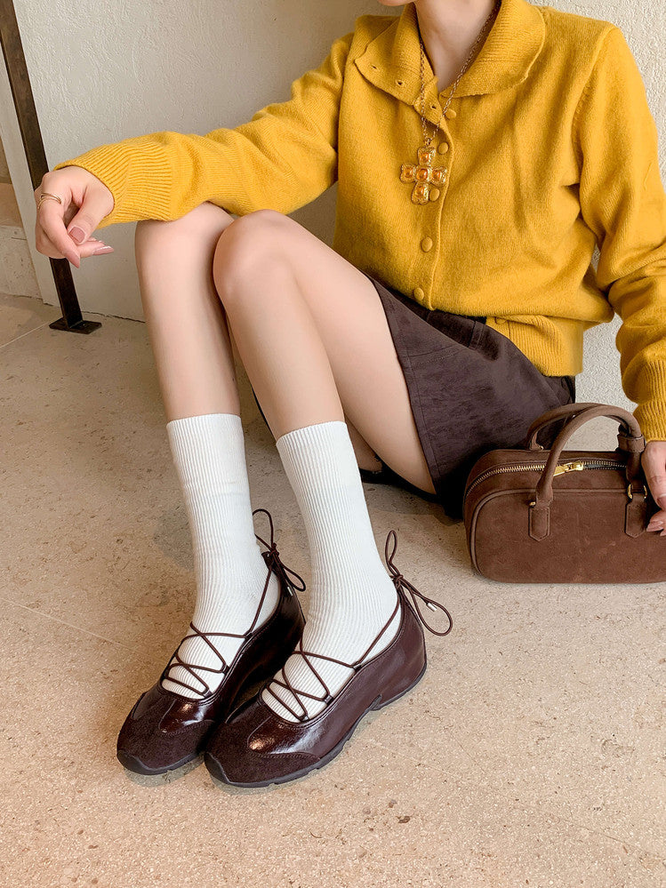 Karin Luna Basic Versatile British Style Casual Lace-up Flats