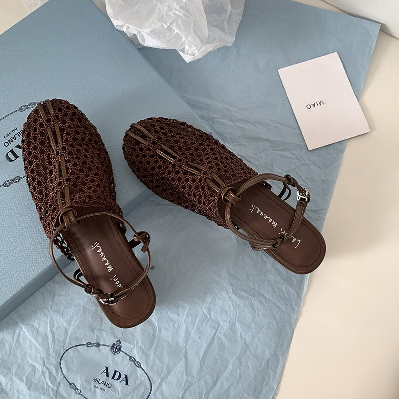 Karin Luna In Stock Spot Goods  Resort Style Series~Casual woven closed-toe flat sandals