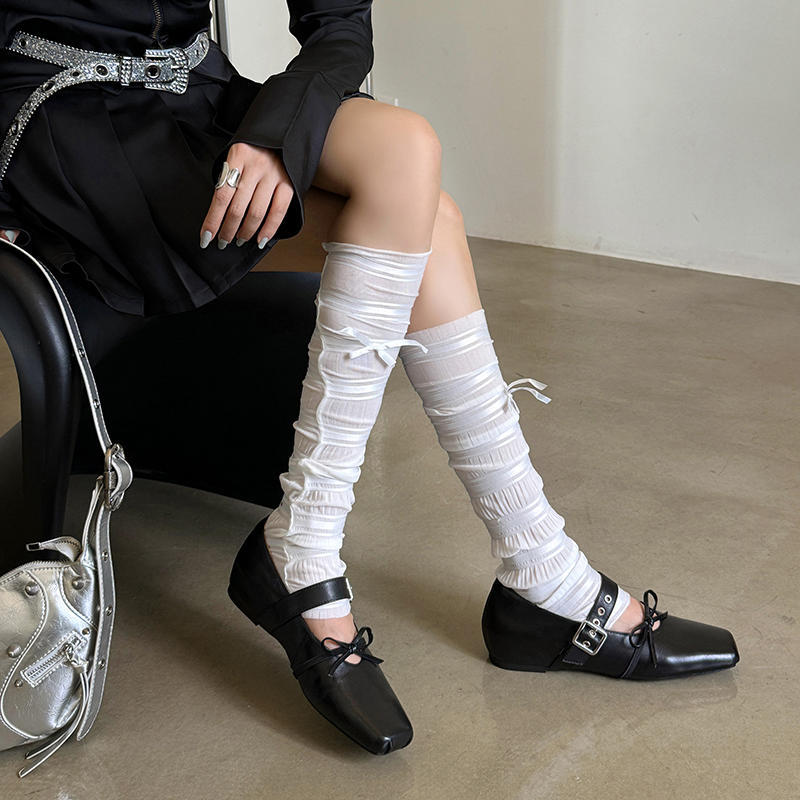 Karin Luna In Stock Spot Goods  Square Toe Internal Height Increase Detachable Bowknot