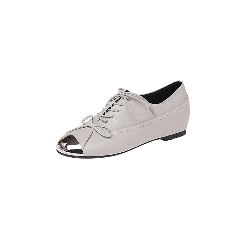 Karin Luna In Stock Spot Goods  Casual Lace-Up Metal Toe Bow Deep Mouth Single Shoes