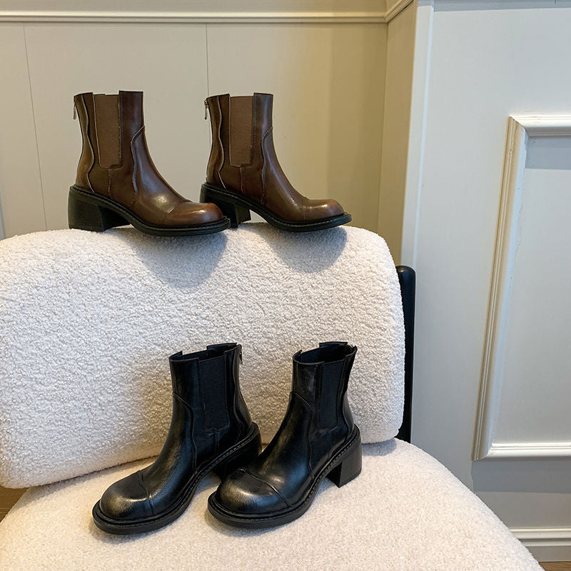 Karin Luna In Stock Spot Goods  Round Toe Stretch Round Toe Chelsea Short Boots