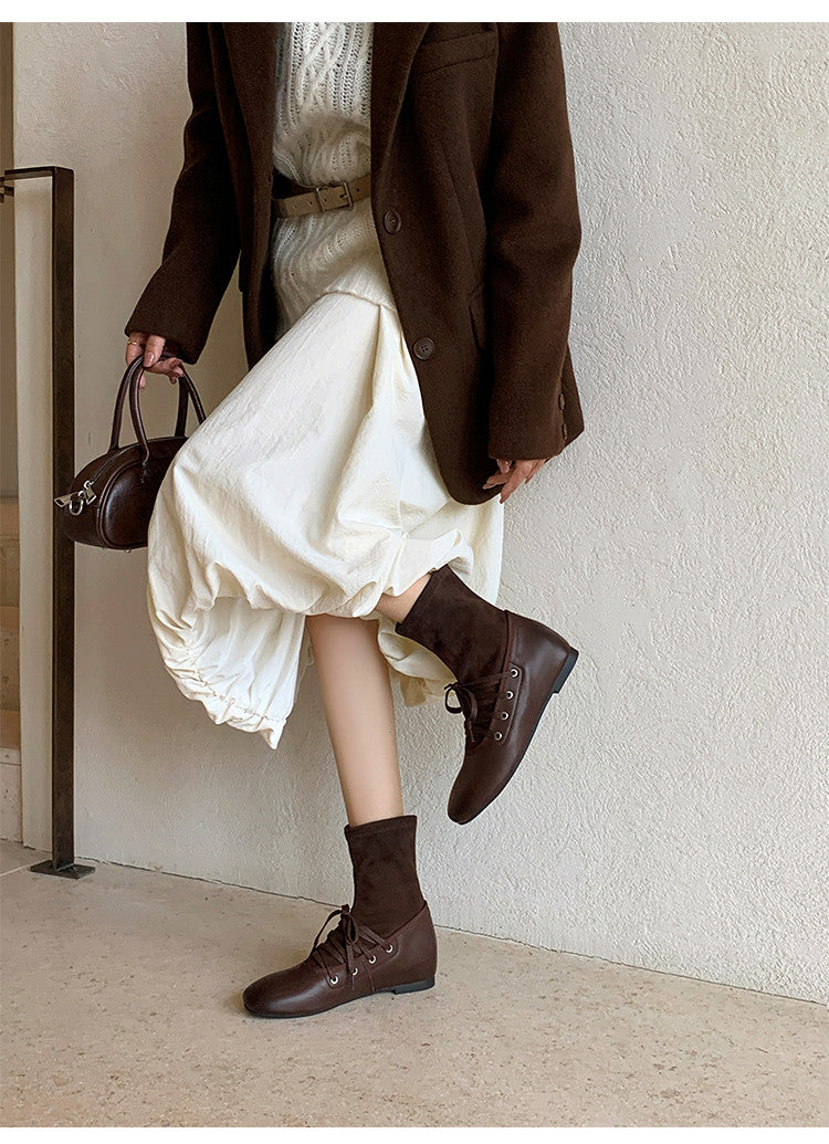 Karin Luna Round Toe Internal Height Increase Lace-up Ankle Boots