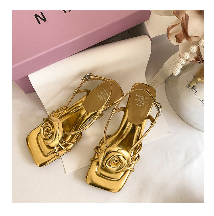 Karin Luna Exquisite Camellia ~French Retro Open-Toe Sandals
