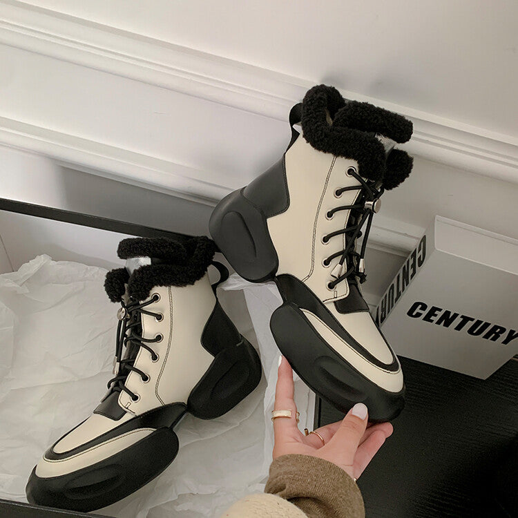 Karin Luna In Stock  Spot Goods  Hot-selling Sports Thick Sole Thickened Fur Snow Boots Full cowhide