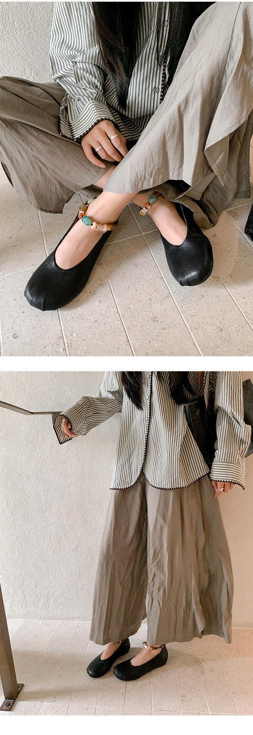 Karin Luna Full Layer Inside and Out~Elephant Pattern Round Toe Hidden Wedge Granny Shoes