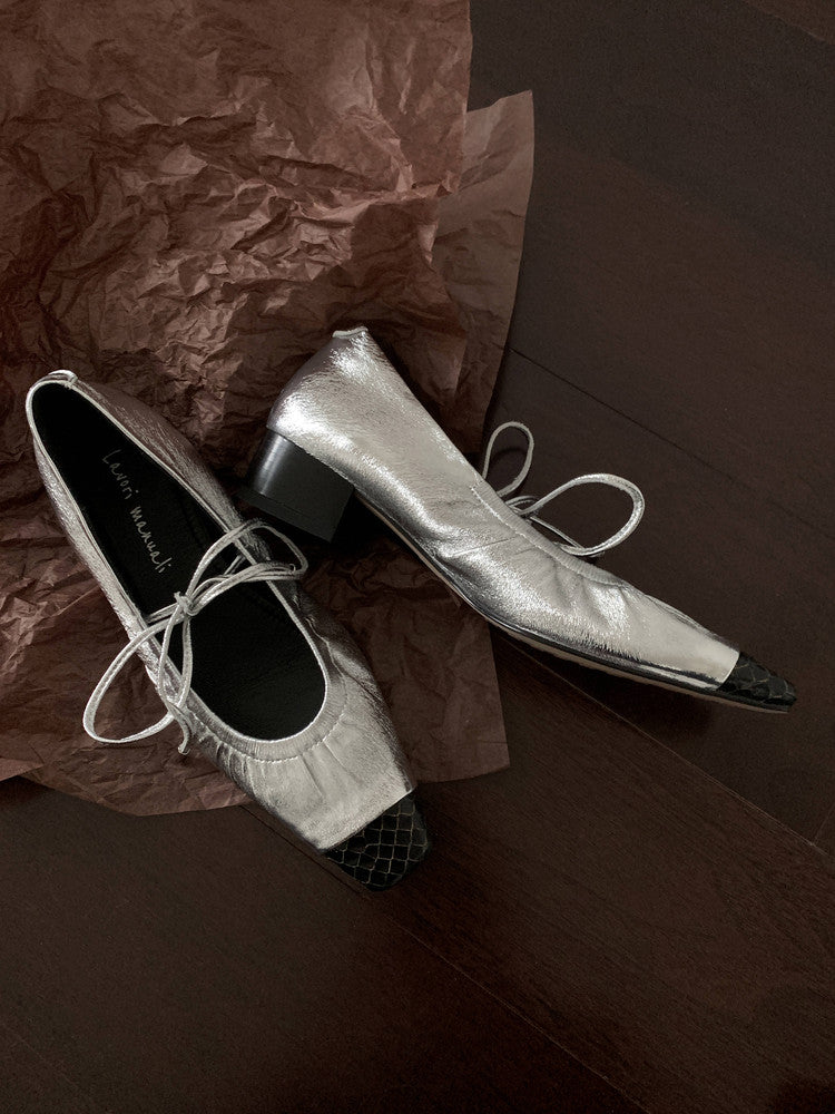 Karin Luna In Stock Spot Goods  Retro Sweet Bowknot Granny Wrinkled Single Shoes