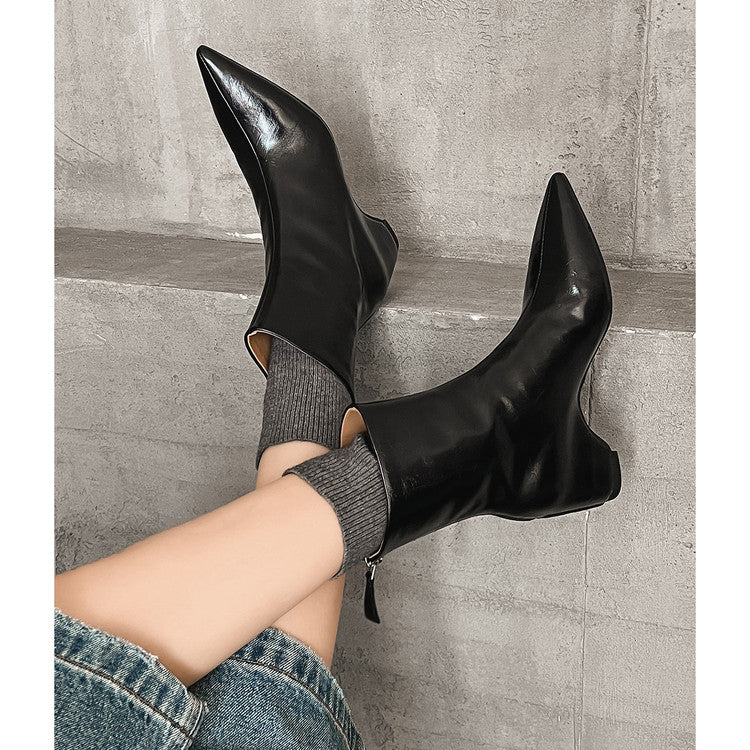 Karin Luna Versatile Elegant Style Pointed Toe Hidden Wedge Short Boots