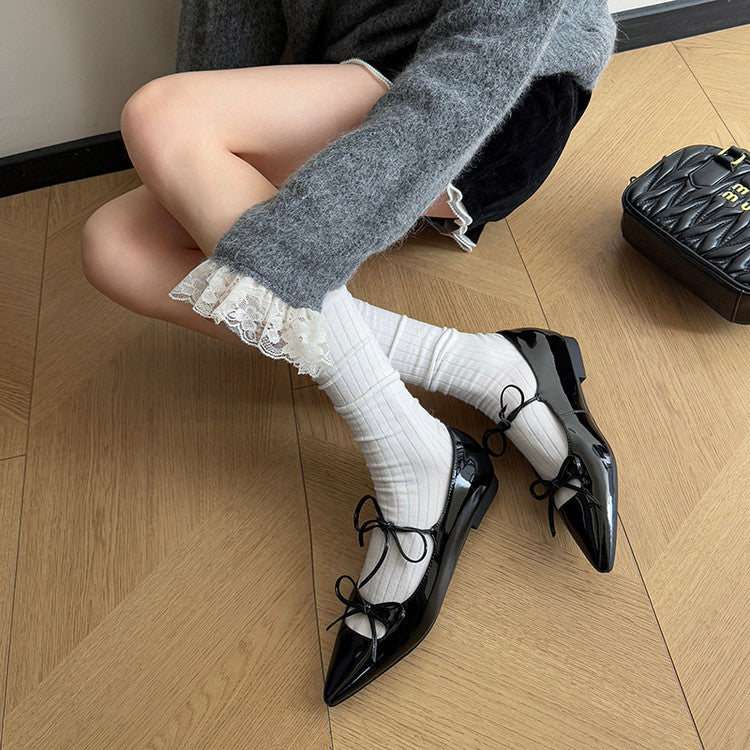 Karin Luna In Stock Spot Goods  Hot-selling Element Bowknot Square Toe Pointed Toe Single Shoes