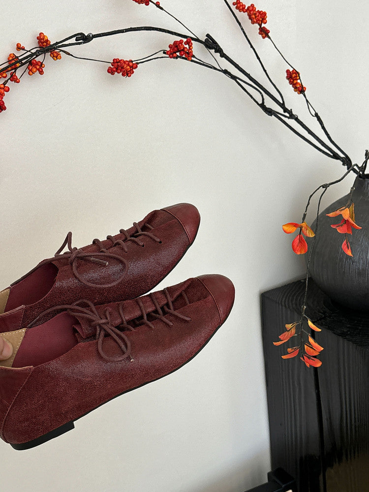 Karin Luna In Stock In Stock   Xiaohongshu Hot-Selling Lace-Up Round-Toe Deep Mouth Single Shoes