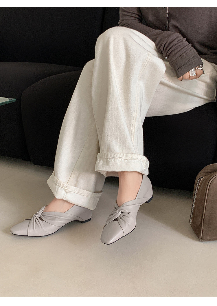 Karin Luna Cross Design Square Toe Hidden Wedge Shoes