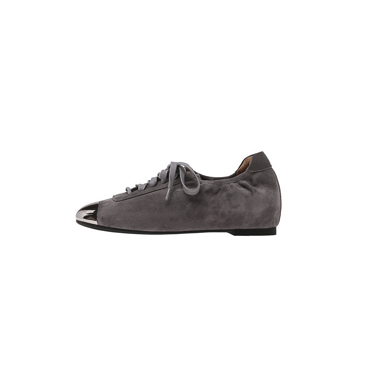 Karin Luna In Stock In Stock  High-end Metal Toe Lace-up Flats