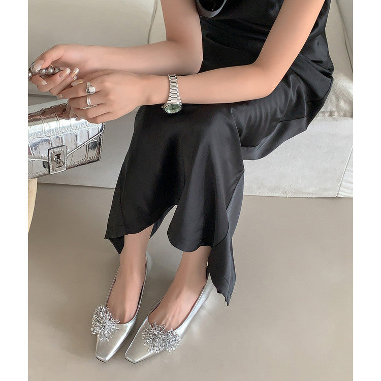Karin Luna In Stock Spot Goods Exquisite Fireworks Buckle Small Square Toe Chunky Heel Commuter Shoes