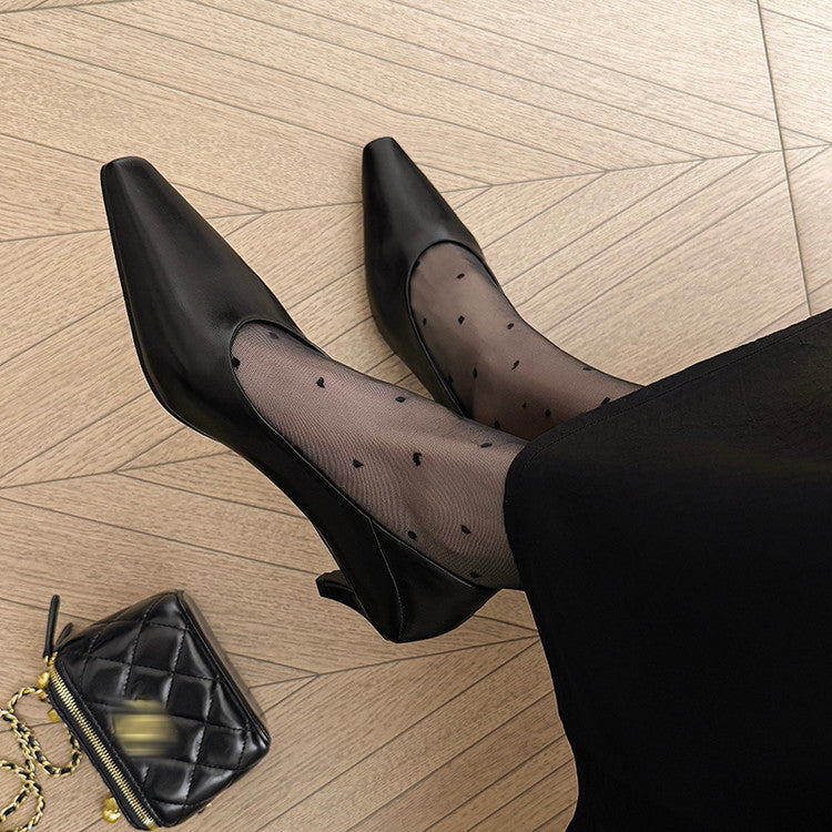 Karin Luna In Stock In Stock ~Basic Versatile French Style Small Square Toe Shallow Mouth Single Shoes