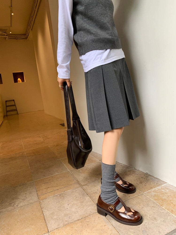 Karin Luna In Stock Spot Goods Minimalist Retro British Style Irregular Hollow Single Shoes