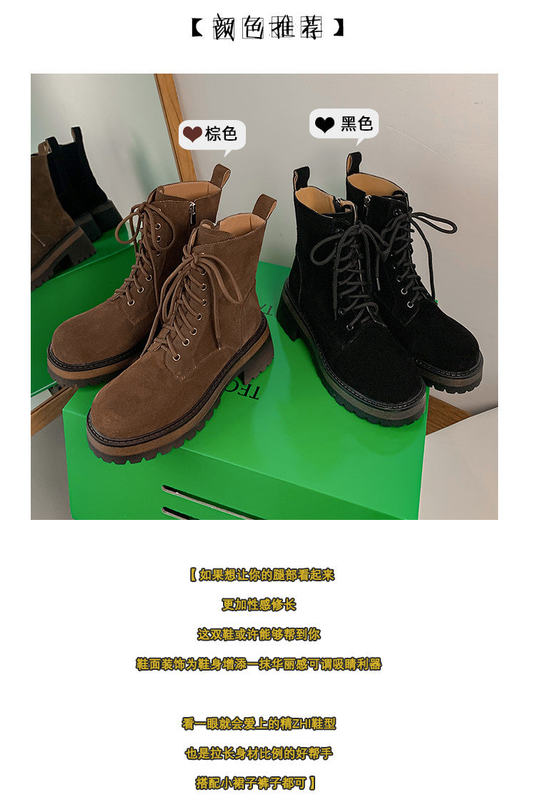 Karin Luna In Stock Casual style thin strap round toe suede ankle boots