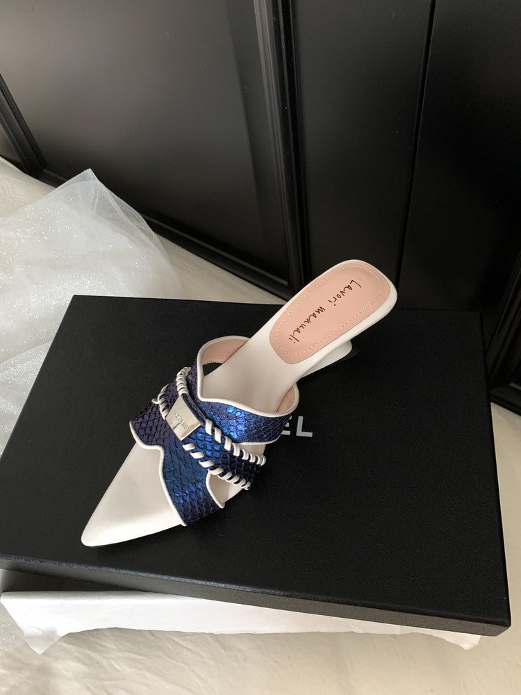 Karin Luna Fish Skin Series~Minimalist Pointed Toe Hot-Selling Unique Heel Slippers