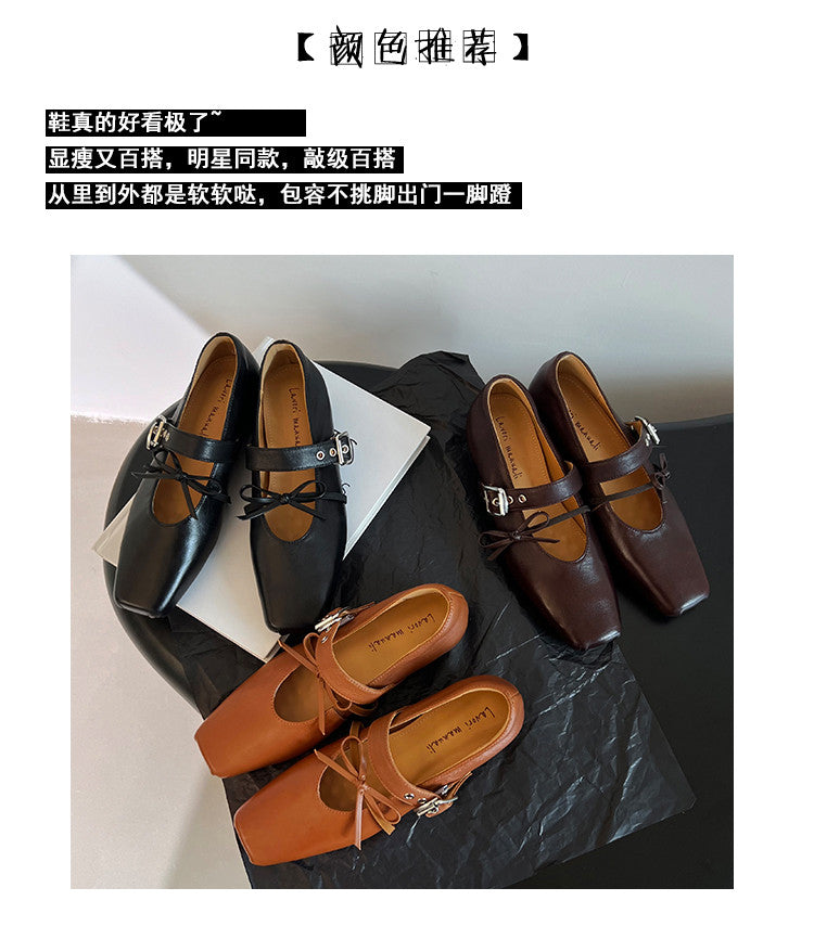 Karin Luna In Stock Spot Goods  Square Toe Internal Height Increase Detachable Bowknot