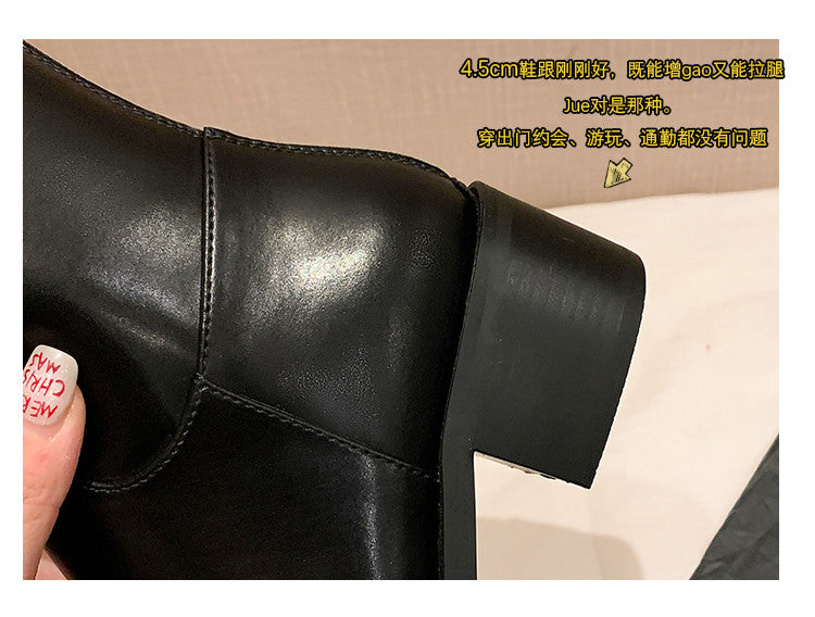 Karin Luna In Stock Classic Style Now Round Toe Flat Bottom Casual Slimming Knight Boots