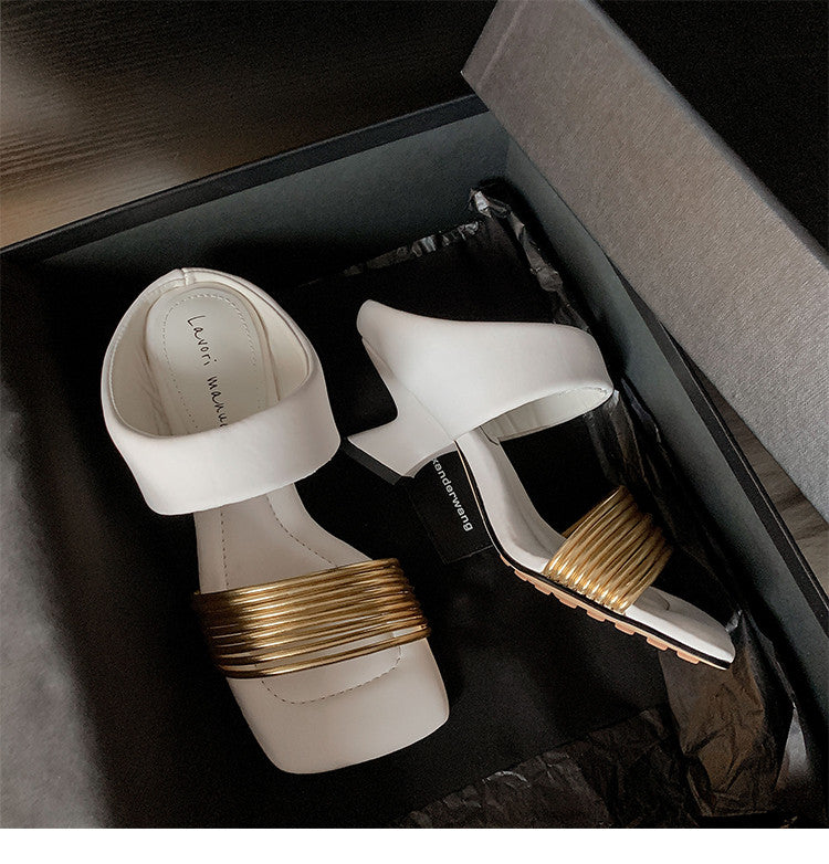 Karin Luna In Stock In Stock Minimalist Style Square-Toed Elegant Slippers