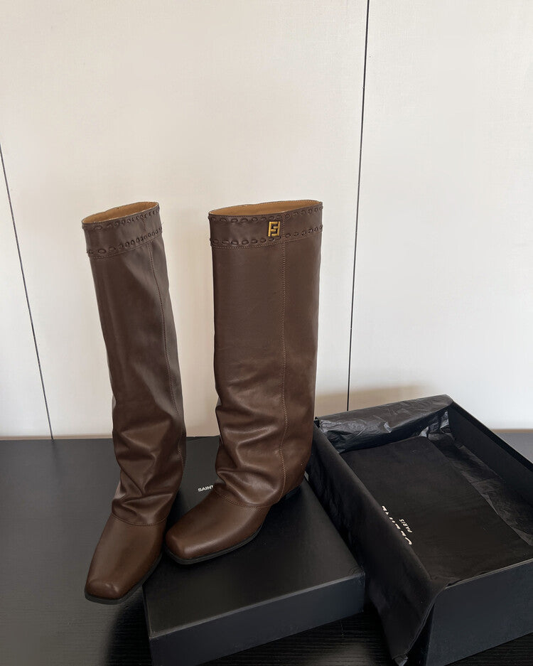 Karin Luna cool girl Stylish and Sweet Square-Toe Booties