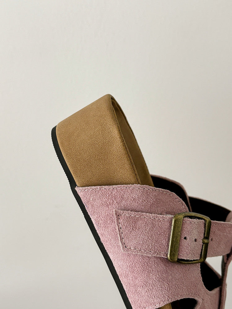 Karin Luna Full Layer Inside and Out~Basic Versatile Perforated Round Toe Birkenstock Slippers